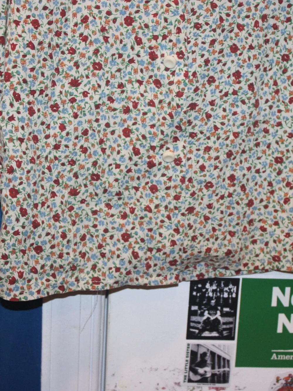Vintage 70s Nannette Calico Floral Button Up Blouse Kids Size 5X cottagecore